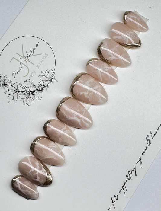 Golden Veins - Made by order press on nails