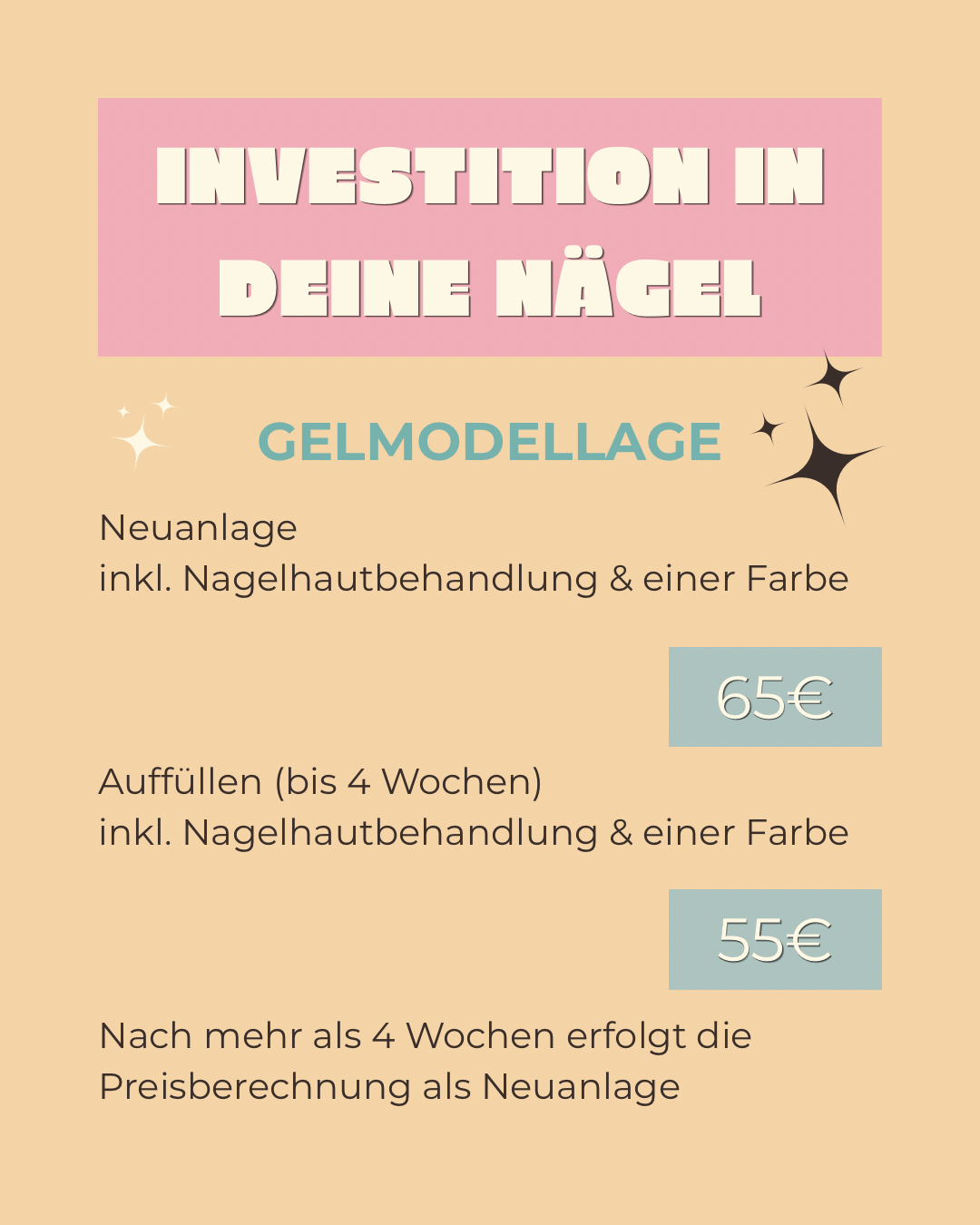 Neuanlage/Auffüllen Gel inkl. einer Farbe - 50% Anzahlung
