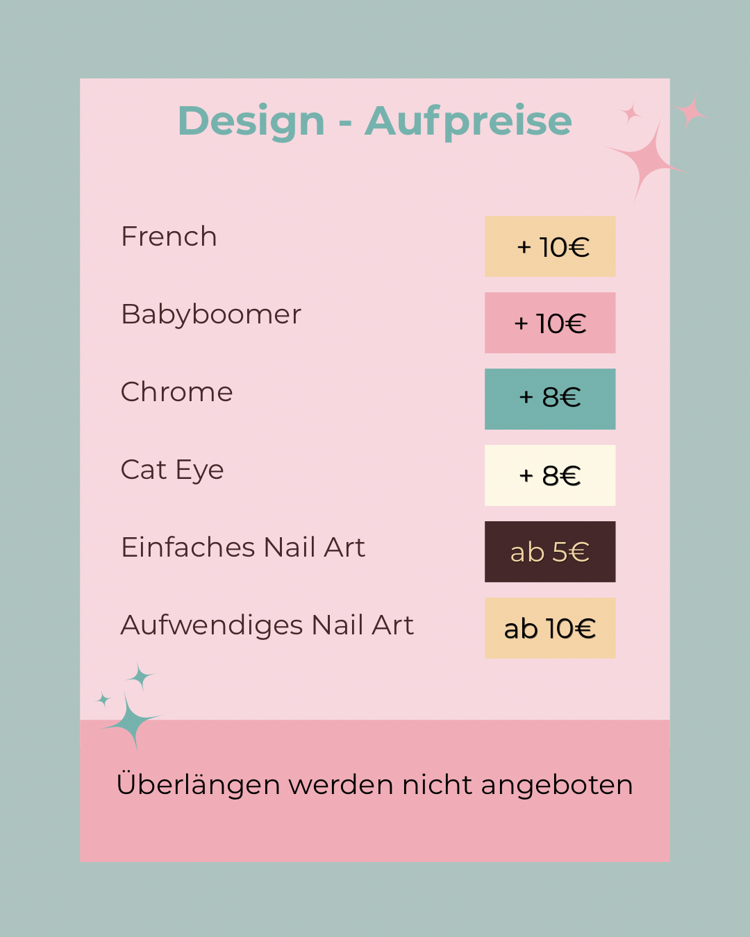 Design Aufpreise - 50% Anzahlung